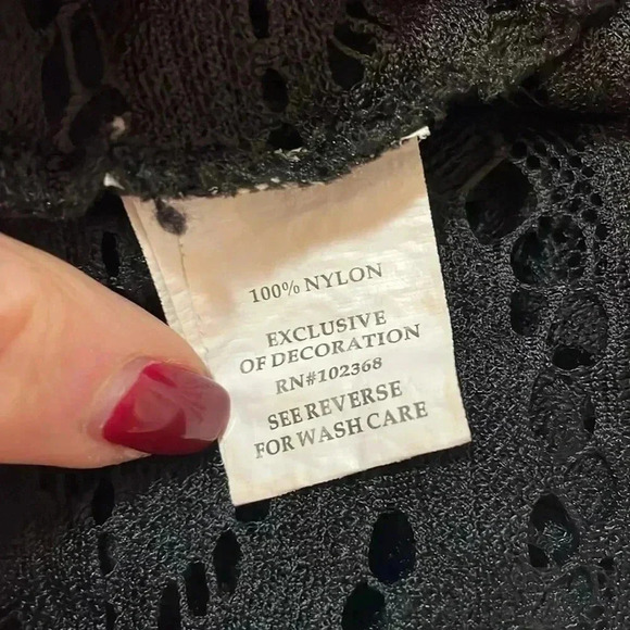 Blue Island Women’s Small Black Lacy Swim Nylon Coverup - Picture 8 of 10